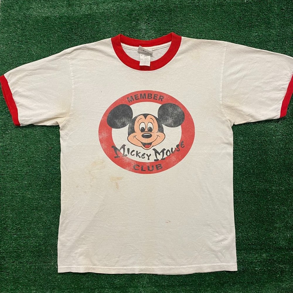 90'S Belbasin MICKEY MOUSE Mickey Mouse character print T-shirt Made in USA Women's XL Vintage polyester pink type Vintage Second Hand